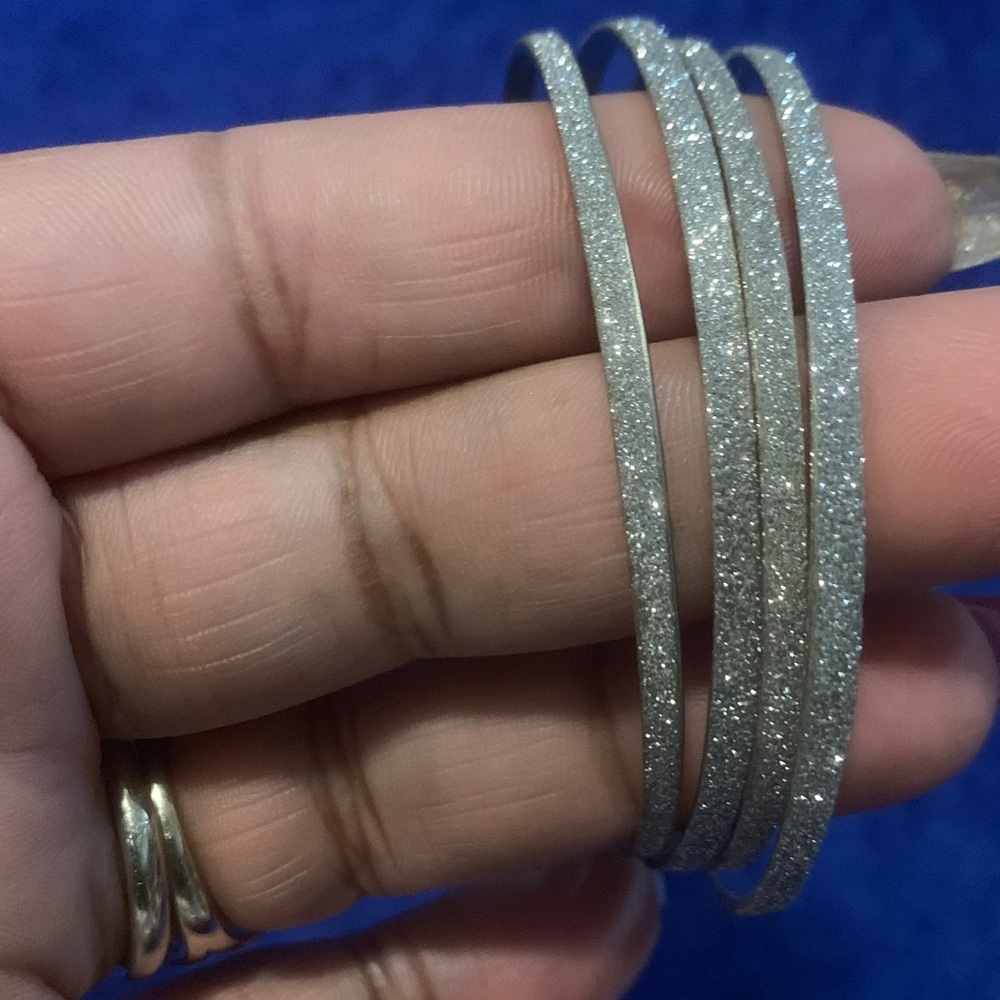 Sparkly Silver Bangle Set